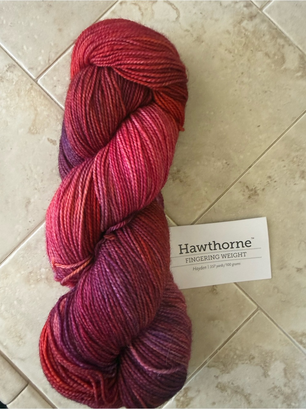 Hawthorne Fingering Weight Hand-Dyed Yarn - Pink & Red Blend - Hayden
